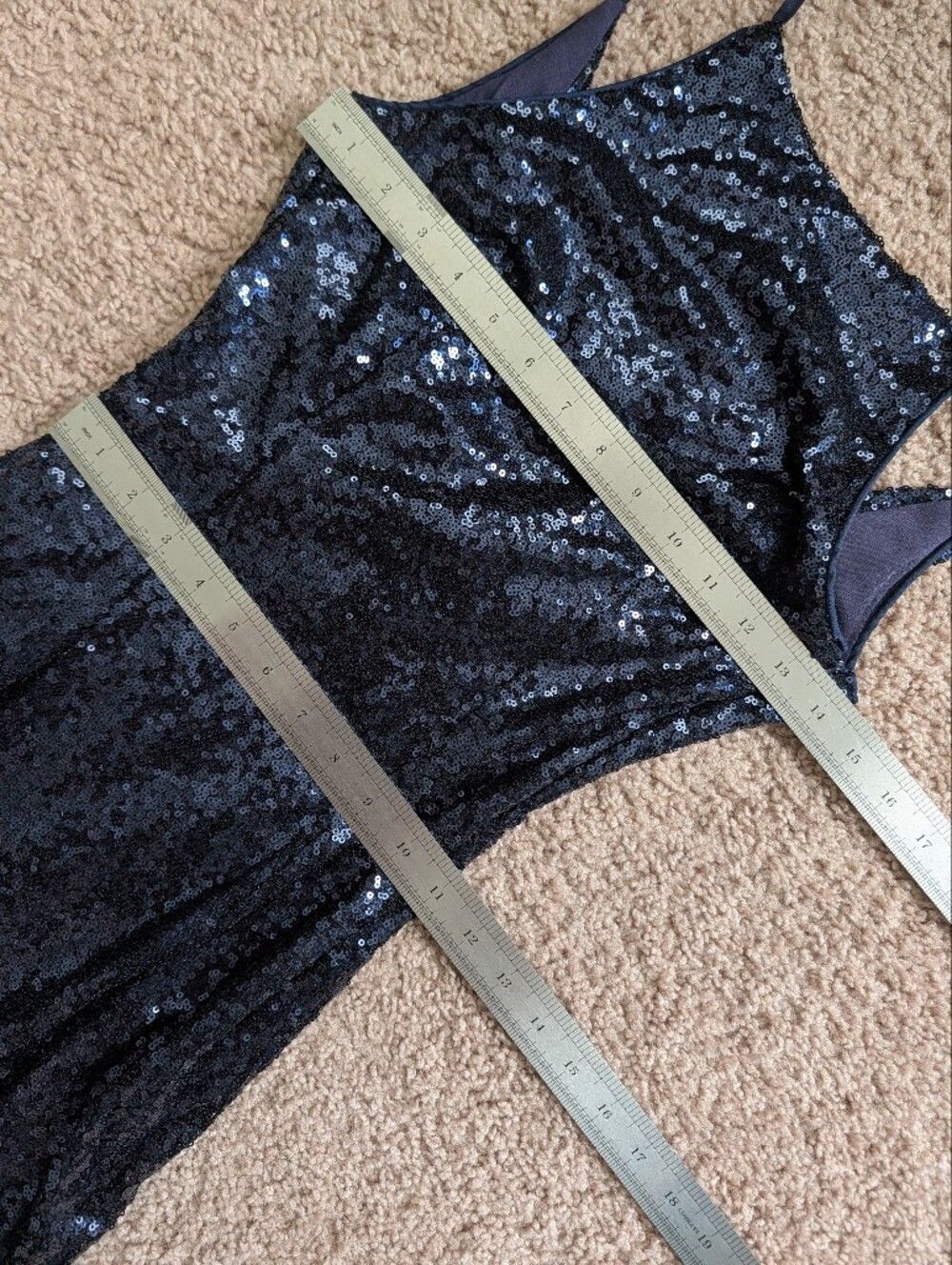 Lulus Womens Navy Blue Chic Celebration Sequin Evening Gown Maxi Dress Size XS - Picture 13 of 15